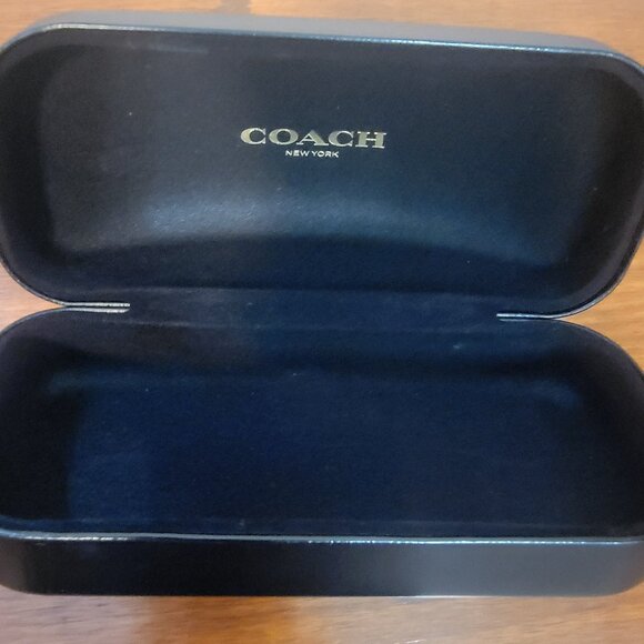 XL Large COACH Logo Clamshell Eye Glasses Case With Lens Cloth - BLACK - Picture 4 of 13